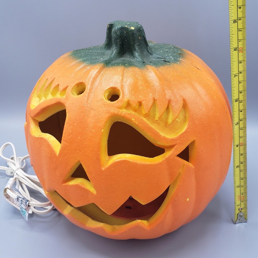 Vtg 1995 Halloween Lighted Jack-o-Lantern Pumpkin Foam Blow Mold 9" Trendmasters - Picture 12 of 12